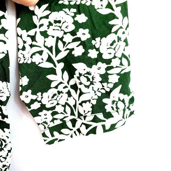 Fun 2 Fun Top Women Small Green Pleated V Neck Floral Print Long Sleeve - Picture 3 of 11